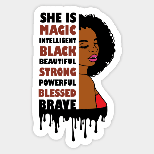 Black American Woman. Afro American Art, Black Beauty Sticker